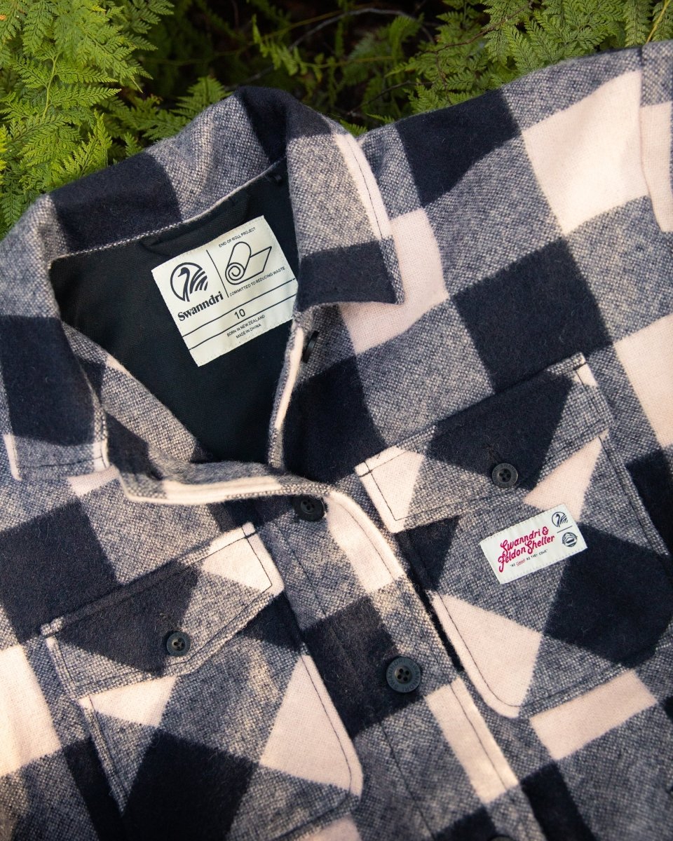 Feldon Swanndri Womens Wool Camp Shacket - Rose Check - NZ Offroader