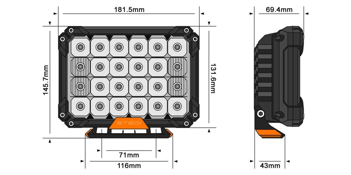 STEDI Single (1X Light) Quad Pro LED Driving Light - NZ Offroader