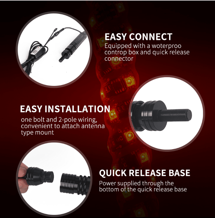 NZ Whiplights 3ft (91cm) LED Whip Light - Pair - NZ Offroader