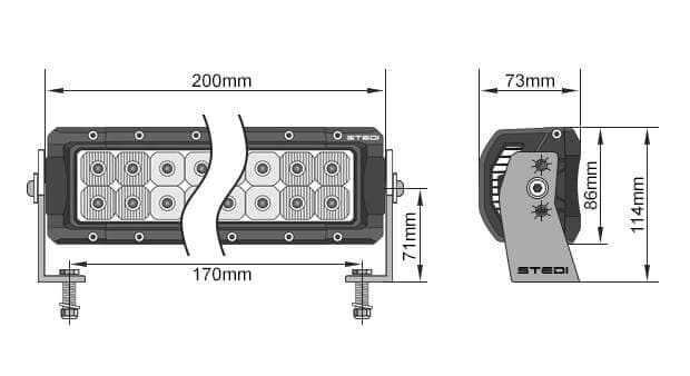 STEDI 8 Inch ST4K 12 LED Double Row Light Bar - NZ Offroader