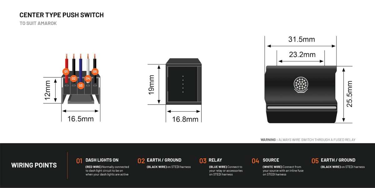 STEDI Center Switch To Suit Amarok - NZ Offroader