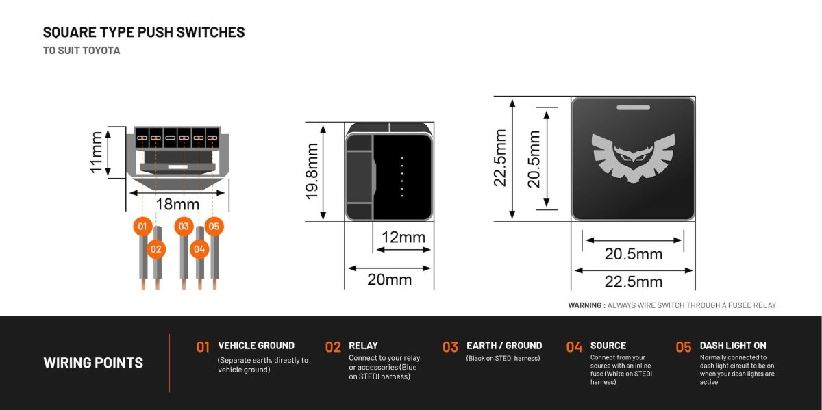 STEDI Square Type Push Switches - NZ Offroader