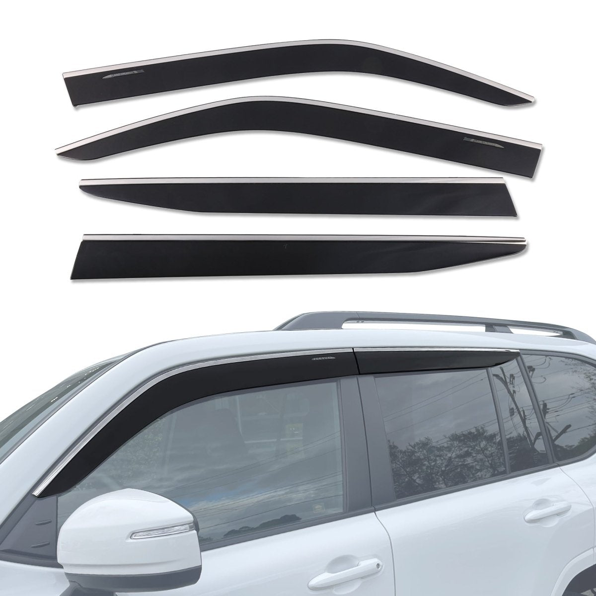 AUSGO Toyota Land Cruiser 300 Series 2021 - Onwards Monsoon Weather Shields with Stainless Trim - NZ Offroader