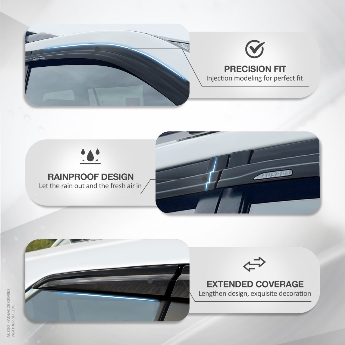 AUSGO Toyota Land Cruiser Prado 120 Series 2003 - 2009 Injection Monsoon Weather Shields - NZ Offroader