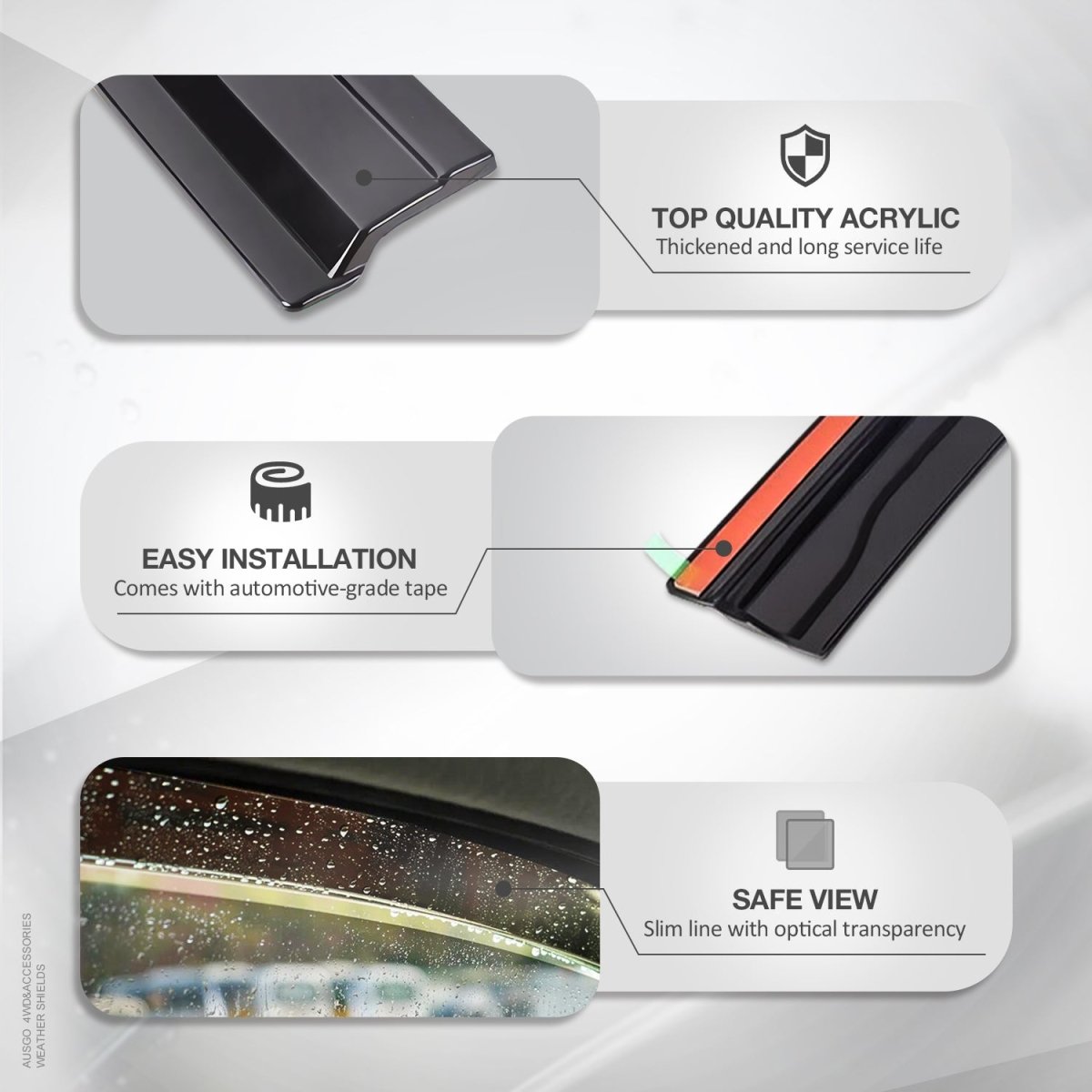 AUSGO Toyota Land Cruiser Prado 120 Series 2003 - 2009 Injection Monsoon Weather Shields - NZ Offroader