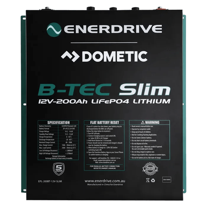 Enerdrive B - TEC 200Amp / 12v LiFePO4 Slim Metal Case Battery - NZ Offroader