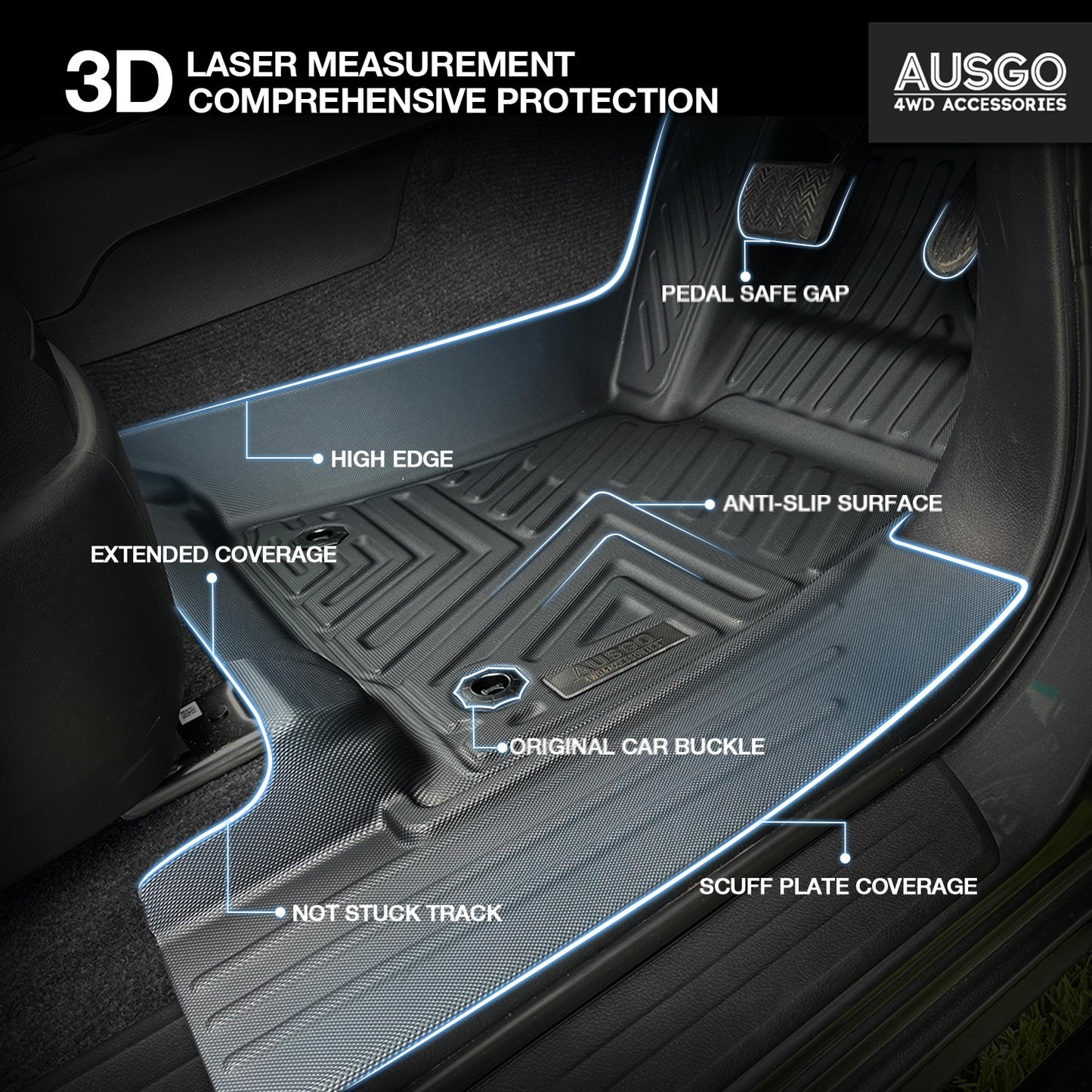 Toyota Hilux Dual Cab 48V Hybrid 2024-Onwards Car Floor Mats（Auto Trans）