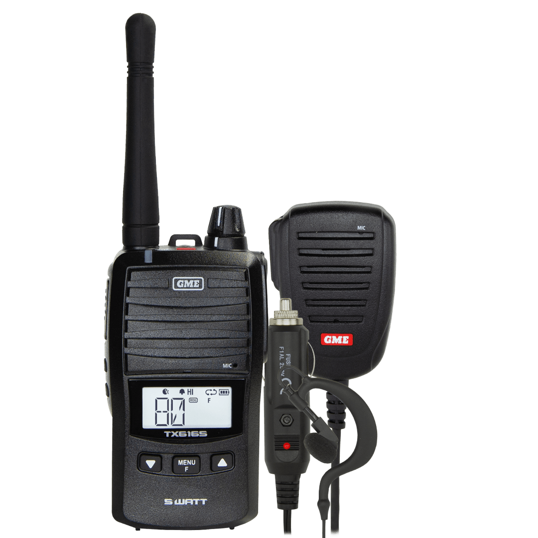 GME TX6165 5/1 Watt UHF CB Handheld Radio including Accessories - NZ Offroader