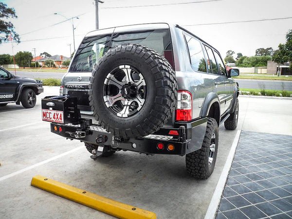 MCC Carrier 022 - 02 Rear Bar with Single Wheel and Single Jerry for Nissan Patrol GU Y61 1998 - 2004 - NZ Offroader