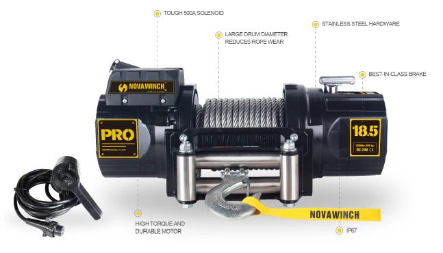 Novawinch PRO Series Electric Winch - 18,500lb 12 volt - NZ Offroader