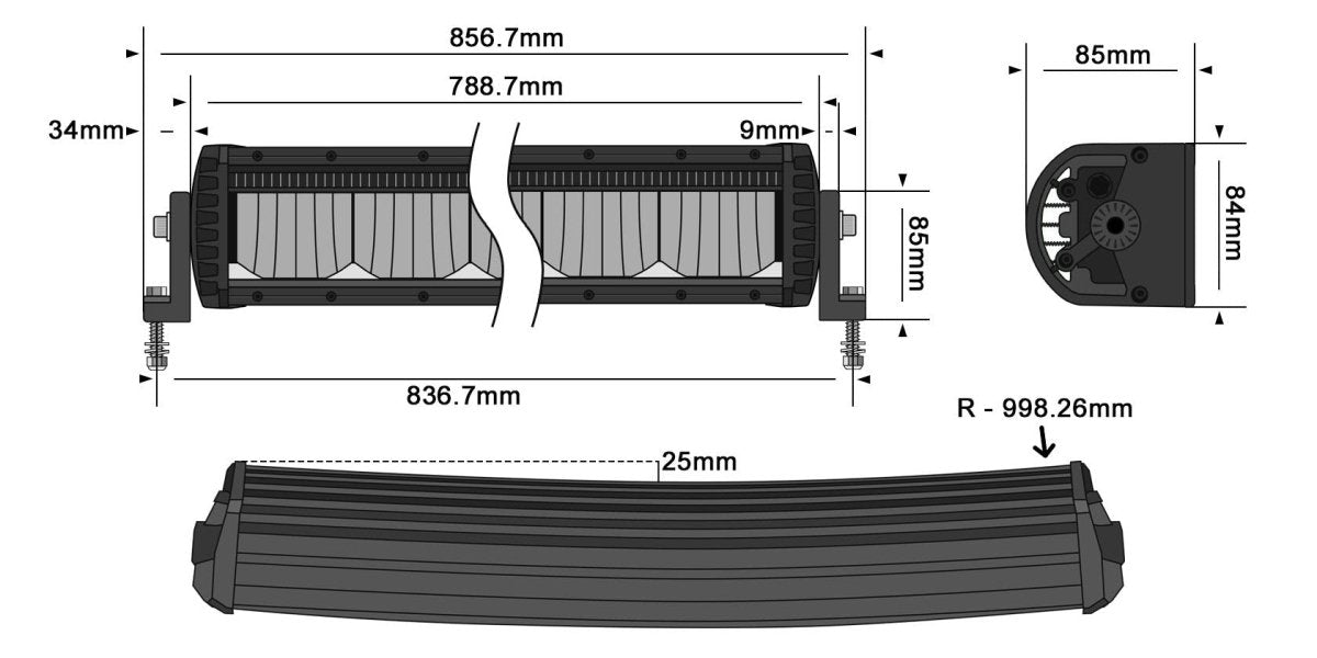 STEDI Marine White Boat Curved 31 inch ST2K 12 LED Light Bar - NZ Offroader