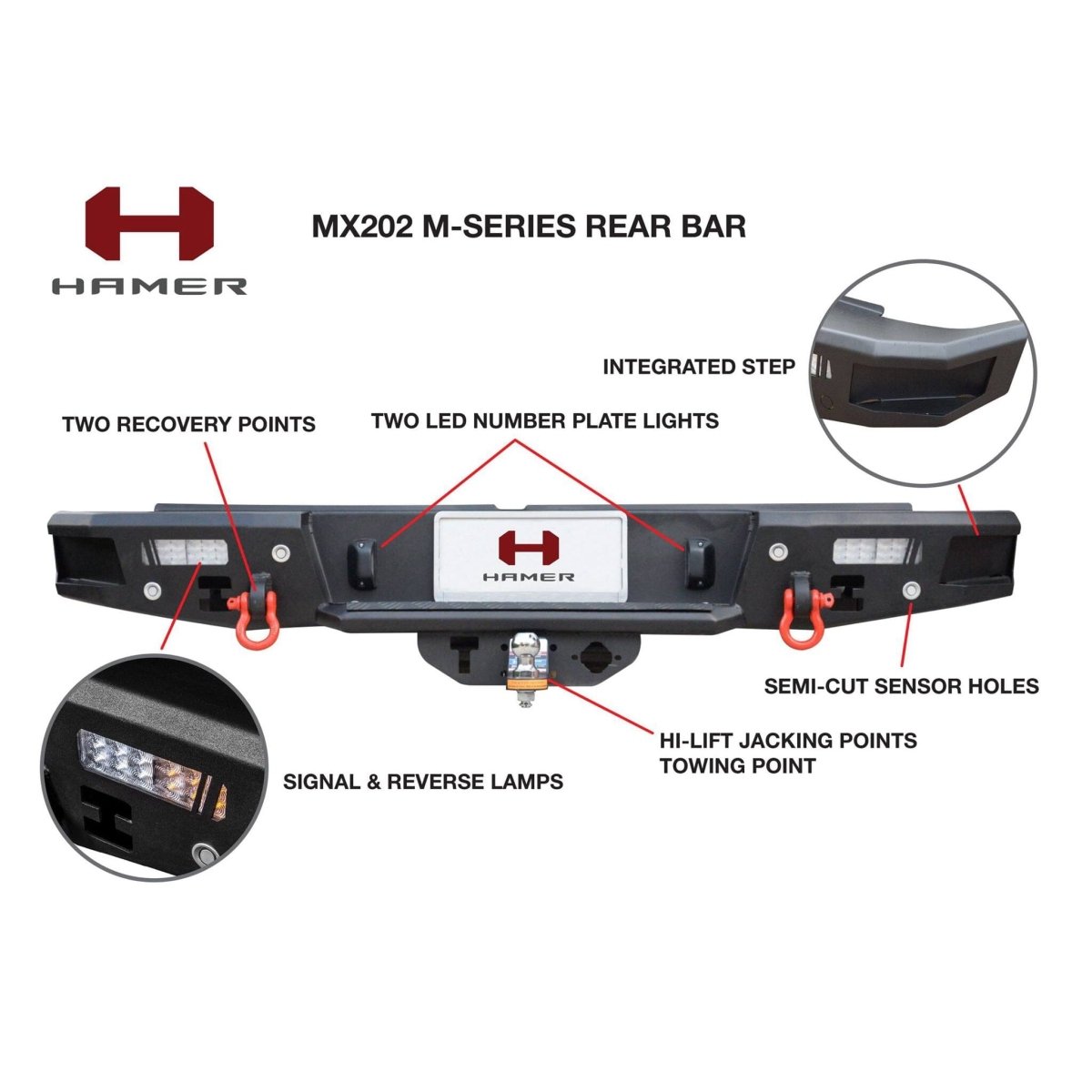 Hamer M-Series MX202 Rear Bar for Ford Ranger Raptor 2018-2021 - NZ Offroader