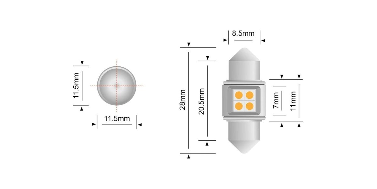 STEDI Festoon 28mm LED Bulbs (Pair) - NZ Offroader