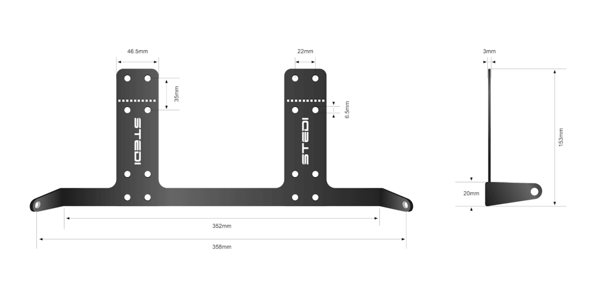 STEDI License Plate Reverse Bracket (To Suit Micro V2 13.9 Inch) - NZ Offroader